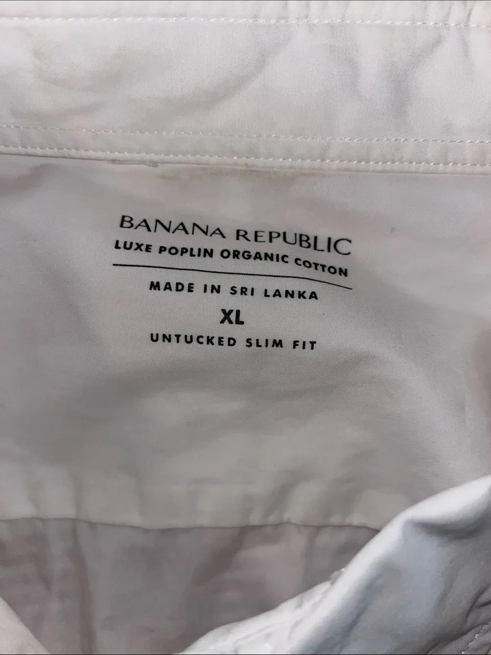 White Banana Republic Luxe Poplin Organic Cotton pocket Shirt Untucked Slim Fit